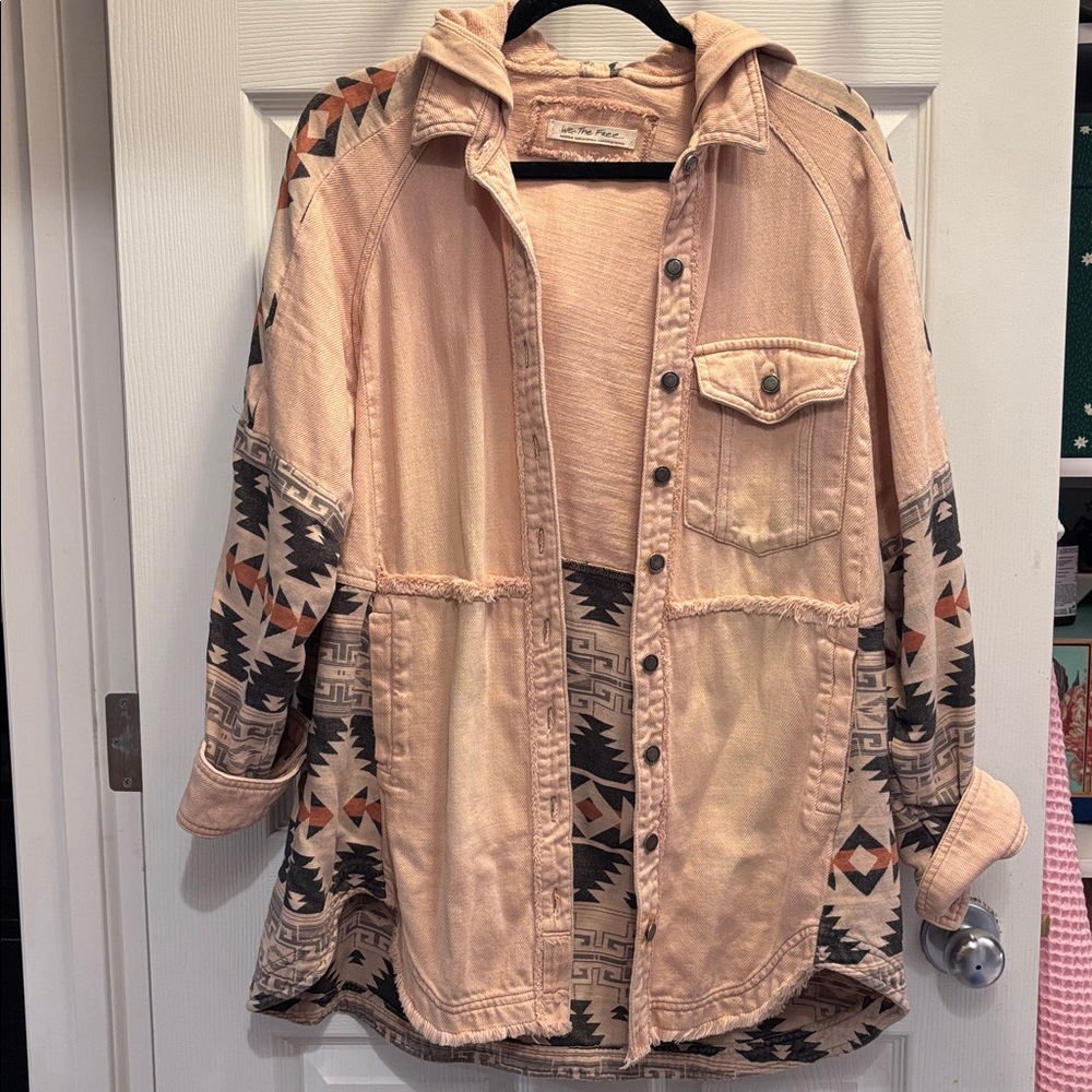 Free People Aspen Aztec Print Hooded Shacket